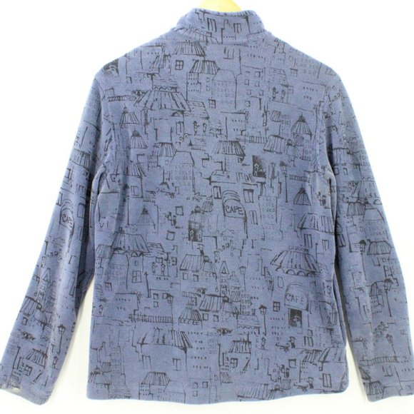 Vintage Spa by Chico's Fleece Jacket Women's Casual Blue All Over Print Size 1" - Picture 7 of 10
